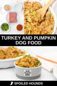 turkey and pumpkin dog food in a bowl