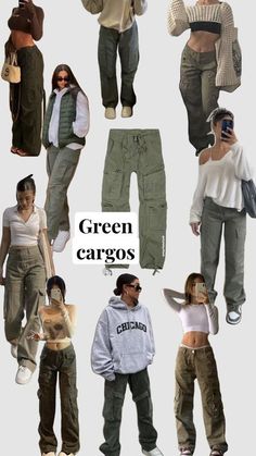 Check out freyakles's Shuffles #green #cargos #fashion #fashioninspo #outfitinspo #outfit #clothes #clothescollage #inspo #fashionboard Outfit Inspo With Green Cargo Pants, Aesthetic Clothes Cargo Pants, Green Cargo Fall Outfit, Cool Cargo Pants Outfits, Cute Green Cargo Pants Outfits, Green Cargo Style, Fit With Cargo Pants, Green Pants Ideas Outfit, Grey Army Cargo Pants Outfit