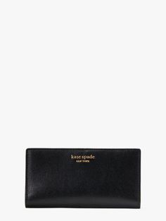 Our new Morgan wallet goes everywhere with you. It's done in scratch-resistant Saffiano leather so it will keep its sleek luxe look. | Kate Spade Morgan Slim Bifold Wallet, Black Classic Rectangular Kate Spade Wallet, Classic Kate Spade Wallet With Interior Card Slots, Classic Kate Spade Wallet With Card Slots, Kate Spade Leather Wallet With Card Slots, Kate Spade Leather Wallets With Card Slots, Kate Spade Black Leather Wallet, Black Leather Kate Spade Wallets, Chic Kate Spade Bifold Wallet, Classic Formal Kate Spade Wallet