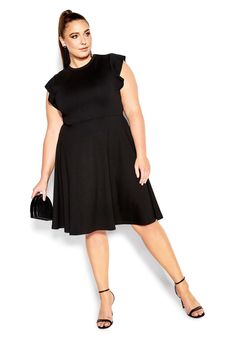 Dreamy Style, Frilled Sleeves, Plus Size Workwear, City Chic Dresses, Bold Lip, Flair Dress, Plus Size Cocktail Dresses, Beautiful Silhouette, Plus Size Fashion For Women