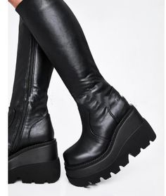 Upper Material: Artificial PUSole material: polyurethaneApplicable gender: femaleStyle: Europe and AmericaToe shape: round headHeel shape: Wedge heelHeel height: flat heelPopular boots: Knight bootsPopular elements: thick bottomFunction: Increase Ladies Long Boots, Popular Boots, Wedge Heel Boots, Platform Wedge Heels, High Heel Wedges, Black Heel Boots, Martin Boots, Black Side, Black Wedges