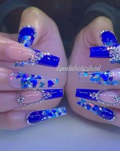 Royal Blue And Cream Wedding Dress, Nails Inspiration Royal Blue, Nail Ideas Royal Blue And Silver, Royal Blue And Gold Butterfly Nails, Quinceanera Dresses Royal Blue And Silver, Royal Blue And Black Nails For Prom, Sweet 16 Nail Ideas Blue, Royal Blue Valentines Nails, Royal Blue Prom Nails Acrylic Short