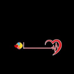 a black background with a red and yellow heart on it