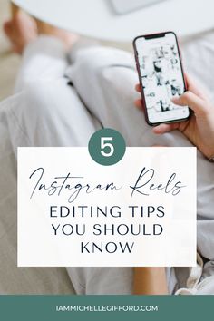 a person sitting on a couch holding a cell phone with the text 5 instagramn rules editing tips you should know