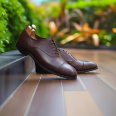 Luxury handcrafted leather shoes crafted with premium quality leather. All inner and outer parts including sole made of genuine leather. Every item we produce has a piece our love, our soul. To find out your exact US size, take a look at our size chart. We are offering free shipping World-wide to all our valued customers. Please note, We make - Made to Order handcrafted leather shoes and it will take 2 to 3 weeks to complete. We ship our products using FedEx / DHL Express and typically it takes Men's Wedding Shoes, Shoe Crafts, Brown Oxfords, Oxford Shoes Men, Formal Shoes For Men, Mens Formal, Mens Oxfords, Handcrafted Leather, Formal Shoes