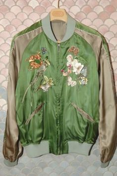 Gucci (Tom Ford) Satin "Shunga" Reversible Jacket, US 42, Flawless, Never Worn | eBay Gucci Spring Streetwear Outerwear, Tom Ford For Gucci, Butterfly Embroidery, Satin Jackets, Reversible Jacket, Viscose Rayon, Traditional Japanese, Collar And Cuff, Japanese Traditional