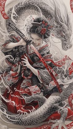 Old Japanese Art Wallpaper, Geisha Tattoo Sleeve, Sacred Geometry Wallpaper, Female Samurai Tattoo, China Drawing, Japanese Ronin, Female Samurai Art, Japanese Geisha Tattoo, Japanese Warrior Tattoo