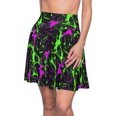 Y2k Neon Splatter Paint Skater Skirt Size chart in photos A versatile fit AOP skater skirt with a cozy, soft touch and a casual look. Inspired by the freedom of creativity, it will instantly become your everyday favorite. .: 95% Polyester 5% Spandex .: Versatile fit .: Printed on care label in black color .: White thread color .: Assembled in the USA from globally sourced parts Neon Splatter Paint, Green Skater Skirt, Aesthetic Skirt, Neon Skirt, Alt Clothing, Neon Rose, Rosa Neon, Splatter Paint, Skirt Y2k