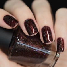 Overnight Bag Espresso Brown Holographic Nail Polish - Etsy Dark Brown Sparkle Nails, Metallic Brown Nails, Brown Sparkly Nails, Brown Sparkle Nails, Espresso Nails, Copper Nails Designs, Earth Dragon, Ilnp Nail Polish, Pedi Ideas