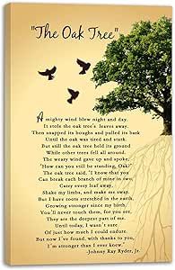 the oak tree poem with birds flying over it