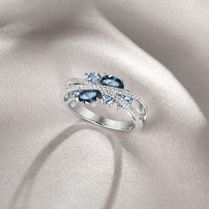 Material: Alloy Color: Navy Blue Ring, Pink Ring Fashion Element: Bow Style: Europe and America Blue Open Crystal Ring For Promise, Blue Crystal Open Ring For Promise, Luxury Wedding Ring, Luxury Wedding Jewelry, Luxury Wedding Rings, Blue Spinel, Cubic Zirconia Jewelry, Luxury Rings, Cross Ring