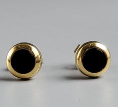 Horseshoe Ring, Vintage Stud Earrings, Vintage Fine Jewelry, Pacific Palisades, Onyx Earrings, Gold Stud Earrings, Black Earrings, Gold Stud, Fine Earrings