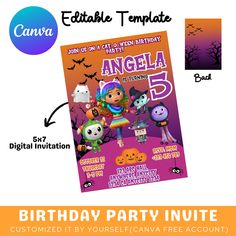 a birthday party flyer with an image of cartoon characters