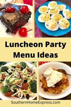 luncheon party menus with text overlay