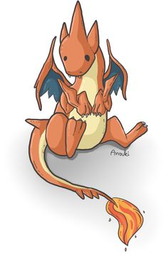 an orange and white dragon sitting on top of a ball with flames coming out of it