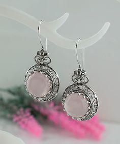 Rose Quartz Silver Filigree Drop Earrings, 925 Sterling Pink Crystal Quartz Gemstone Artisan Handmade Boho Women Earrings Yogi Jewelry Birthday gift, silver gift for mom, Pink earrings, filigree jewelry, Floral earrings, march birthstone Material: 925 Sterling Silver ( NICKEL FREE ) Length and Width: 3.8cm X 1.9cm // 1.5 Inches X 0.75 Inches Gemstone: Rose Quartz 12mm. -The stone used in this jewelry, Rose Quartz, is the January Birthstone. These pink rose quartz stone earrings add a bold fashion statement to any look. The handcrafted designs that make a beautiful fashion statement in that cocktail earrings. This vintage, original, and stylish luxury jewelry is perfect for wearing at parties, festivals and everyday life. FREE, FAST AND TRACKABLE SHIPPING FOR ALL EU COUNTRIES AND USA. COMES Ornate Round Gemstone Earrings, Pink Round Sterling Silver Earrings, Pink Sterling Silver Round Earrings, Stamped 925 Round Earrings For Wedding, Cocktail Earrings, Punk Earrings, Filigree Jewelry, Women Earrings, Rose Quartz Stone