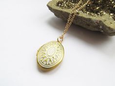 Small Gold Locket With Ornate Design White Locket Oval | Etsy Handmade Gold Oval Pendant Locket Necklace, Handmade Adjustable Gold Locket Necklace, Gold Bohemian Locket Necklace, Bohemian Bronze Locket Necklace, Unique Locket, Antique Locket, Gold Locket, Gold Plated Chains, Locket