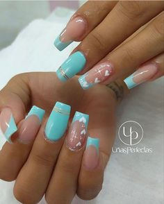 Blue Designs Nails, Acrylic Nail Designs Classy, Quinceanera Nails, Short Nail Manicure, Purple Glitter Nails, Diy Acrylic Nails, Simple Nail Art Designs, Instagram Nails, February 8