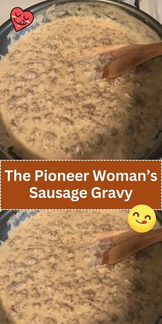 two pans filled with sausage gravy on top of a stove