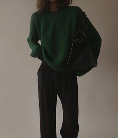 Green Knit Sweater, Joah Brown, Silk Trousers, Black Tank Top, Inspiration Mode, Black Tank