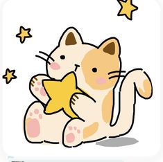 an image of a cat holding a star in it's paws and sitting down