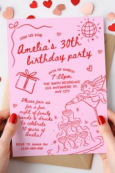 It's time for a girls night birthday party! This hand drawn style scribble birthday invitation template, will prepare you for a girls night out or girls night in cocktail party like no other ! This bday party invite set is easy to edit, ready for your upcoming girly birthday party or girls cocktail party.

Planning birthday drinks or a birthday dinner just got easier! With these hand drawn style stunning cupid and champagne handwritten invitation editable templates. The perfect way to plan a babes and booze birthday gathering. 
#birthdaypartyideas #birthday #birthdaygirl #winenight #invitation #invitationdesign #invite #canva #canvatemplates #girlbirthdaypartyideas #adultbirthdayparty #partydeco #partyinvites #scribbleart #handdrawing #quirky #happybirthdaytome #cocktailparty Sleepover Invite, Pink Birthday Party Invitations