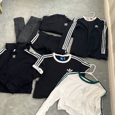 Adidas Shirts Sweatpants And Leggings All Size Xs/Small. Will Sell All Together Or Individually. But 100$ For Everything!! Adidas Shirt, Adidas Pants, Black Adidas, Adidas Women, Track Pants, Pant Jumpsuit, Sweatpants, Pants For Women, Adidas