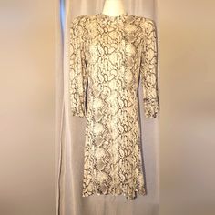 Long Sleeve Snakeskin Pattern Below The Knee Nwt Fitted Beige Midi Dress With Lining, Fitted Lined Beige Midi Dress, Fitted Cream Midi Dress With Lining, Fitted Cream Lined Midi Dress, Elegant Brown Lined Mini Dress, Embroidered Shirt Dress, Duster Dress, Faux Suede Dress, Flannel Dress