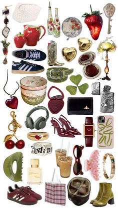 many different items are grouped together on a white background