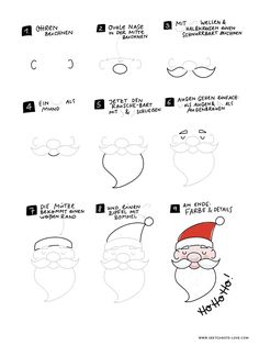 how to draw santa claus's hat and mustaches for the christmas holiday season