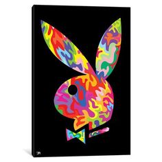 a colorful bunny rabbit on black background