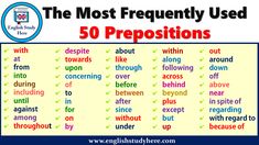 the most frequently used prepositions