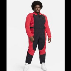 New With Tags Nike Essentials Flight Suit In Varsity Red & Black Size 3x Women's Flight Suits, Nike Jordans Women, Maroon Jumpsuits, Nike Essentials, Air Jordans Women, Jordan Essentials, Plus Model, Red Black Style, Flight Suit