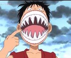 an anime character with his mouth open and teeth wide open