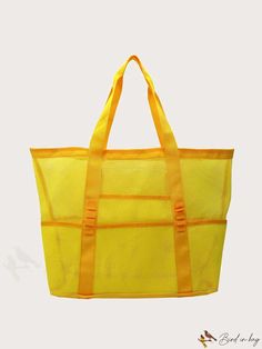 BirdinBag - Versatile and Lightweight Womens Transparent Mesh Shopping Tote: Stylishly Portable Handbag Mesh Tote Bag, Yellow Handbag, Shopping Tote, Handle Bag, Blue Bags, Beach Bag, Storage Organization, Hot Pink, Swimming