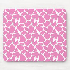 a pink and white giraffe print mouse pad