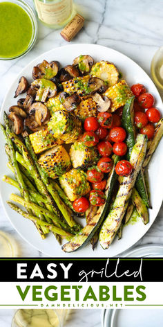 A simple appetizer recipe featuring grilled veggies! They're also a perfect side dish for dinner. Served with a garlicky basil sauce, these Easy Grilled Vegetables are amazing! Save this pin! Easy Veggie Sides, Labor Day Party, Basil Sauce, Easy Veggie, Grilled Veggies, Summer Grilling