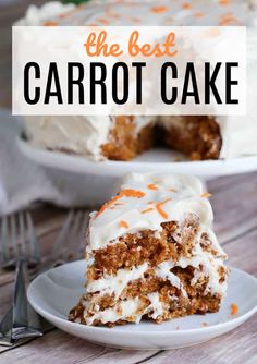 the best carrot cake with white frosting and orange sprinkles