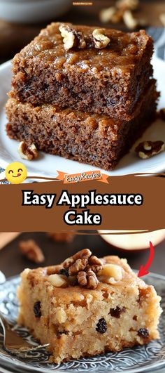 Bake up a moist and flavorful Easy Applesauce Cake, perfect for any occasion. This simple cake uses applesauce to enhance its texture and sweetness, paired with spices that evoke a comforting, homemade taste. It's a wholesome choice for dessert or a snack. #ApplesauceCake #EasyBaking #Homemade