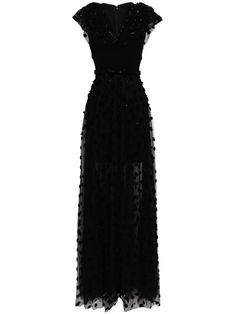 Saiid Kobeisy Beaded Tulle Gown - Farfetch Embellished Tulle Maxi Dress For Evening, Embellished Tulle Maxi Dress, Saiid Kobeisy, Gown Black, Beaded Tulle, City Dress, Black Tulle, Tulle Gown, Exclusive Fashion