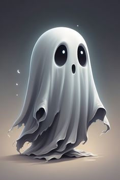 an illustration of a ghost floating in the air with two eyes on it's head