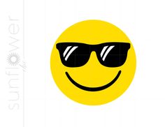 a yellow smiley face wearing sunglasses