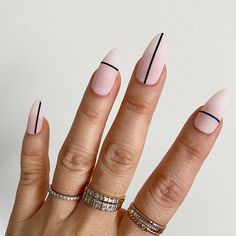 Line Nail Designs, Simple Line Art, Cute Spring Nails, Spring Nail Colors, Lines On Nails, Spring Nail, Nail Designs Spring, Dope Nails