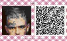 an old man with glasses and a pink checkered tablecloth has a qr code on it