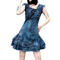 Highlights Y2k, Denim Dresses Online, Mini Denim Dress, Future Of Fashion, Womens Denim Dress, Dress Y2k, Y2k Style, Jeans Dress, Dresses Xs