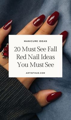 Gorgeous Red Nail Ideas | Fall Winter Nail Ideas | Cherry Red Nail Inspo #rednails #nailinspo Red Dip Powder Nails, Dip Powder Nails, Powder Nails