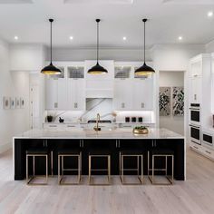 (ad) Get daily of kitchens and Decor inspiration. Island Kitchens, Modern Black Kitchen, Almirah Designs, Kitchens Ideas, Black Kitchen Island, Decorating Kitchen, Organizer Kitchen, Dream Kitchens Design, Organization Kitchen