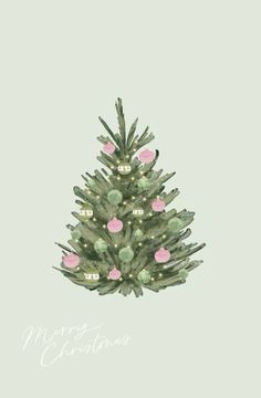 a christmas tree with pink and green ornaments