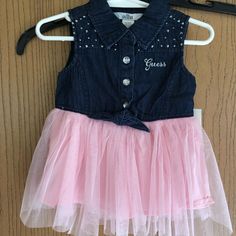 Baby Guess Pink & Denim Dress. Nwt. 12 Months. Sleeveless Denim Playtime Dress, Sleeveless Pink Denim Dress, Cute Fitted Denim Dresses, Spring Pink Denim Dress, Summer Pink Denim Dress, Pink Denim, Guess Dress, Kids' Dresses, Baby Dress