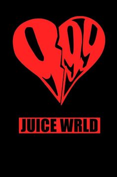 a red heart with the word juice wild on it's side and an image of a